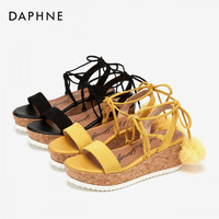 限地区：DAPHNE 达芙妮 女士绑带坡跟凉鞋 1019303029