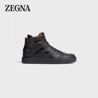 杰尼亚 Zegna）  男士黑色光滑小牛皮高帮运动鞋 LHSWR-A5212X-NEE-6 40码
