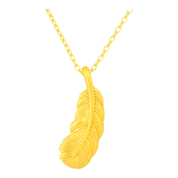 老庙黄金 5d金吊坠爱神丘比特羽毛足金挂坠