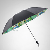 羚羊早安 创意卡通黑胶女防晒伞防紫外线太阳伞遮阳伞超轻便携晴雨伞