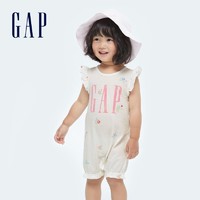 Gap 盖璞 婴儿纯棉荷叶边袖连体衣681807 春夏新款童装LOGO包屁衣