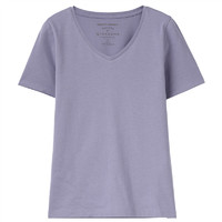 GIORDANO 佐丹奴 女士V领短袖T恤 05321409 紫色 M