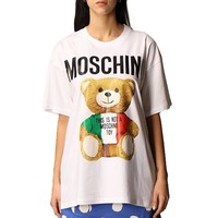 黑卡会员：MOSCHINO 女士经典小熊印花长款短袖T恤 0708-0540