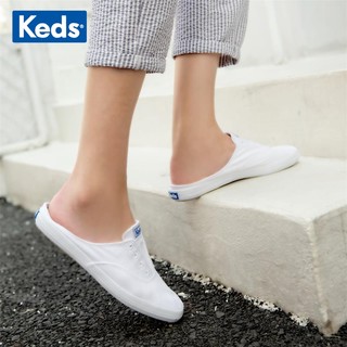 Keds旗舰店女鞋一脚蹬懒人鞋半拖鞋低帮帆布鞋时尚穆勒鞋WF58023 35 灰色