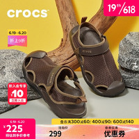 crocs 卡骆驰 男鞋 男士激浪酷网凉鞋 低帮户外涉水鞋205289 深咖啡-206 40(250mm)
