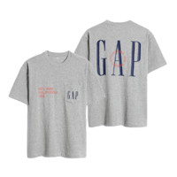 Gap 盖璞 重磅密织系列 男女款圆领短袖T恤 809024 胸前口袋款 浅灰色 S