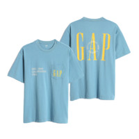 Gap 盖璞 重磅密织系列 男女款圆领短袖T恤 809024 胸前口袋款 天蓝色 XL