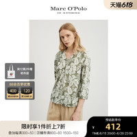 Marc O'Polo 马可波罗 MOP2022春夏新款女全棉V领满印花纹图案薄款长袖衬衫