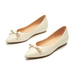 reddragonfly红蜻蜓法式尖头单鞋女平底鞋马衔扣气质温柔女鞋一脚蹬船