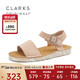 Clarks 其乐 女鞋Lunan Strap.时尚简约一字带平底凉鞋罗马凉鞋 浅粉色261484984 38