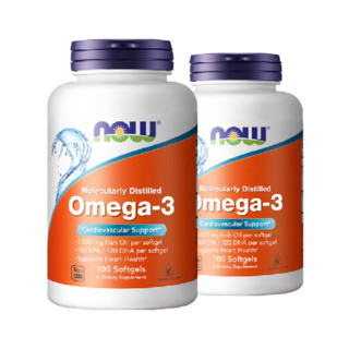 NOW 诺奥 omega-3 深海鱼油软胶囊 100粒*2瓶