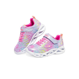 SKECHERS 斯凯奇 LIGHTED系列 TWISTY BRIGHTS 女童休闲运动鞋 302305L/LVMT 薰衣草色/多彩色 33.5码