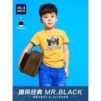 HLA 海澜之家 短袖T恤儿童MR.BLACK系列简约圆领图案印花HNTBJ2Q622A
