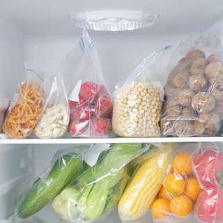 食物密封袋冰箱保鲜袋加厚食品袋生鲜袋双密封条冷冻袋 中号40只 15只装