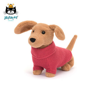 jELLYCAT 2022新品粉色毛线衫腊肠犬 可爱公仔毛绒玩具小玩偶生日礼物 粉色毛线衫腊肠犬 H14 X W7 CM