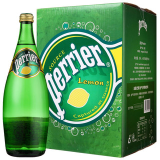 perrier 巴黎水 充气天然矿泉水 柠檬味 750ml*4瓶