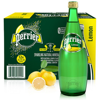 perrier 巴黎水 充气天然矿泉水 柠檬味 750ml*12瓶