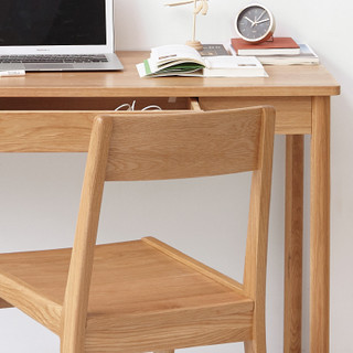 WEISHAYUANMU 维莎原木 W0202 日式全实木书桌 原木色 1.6m 双抽款