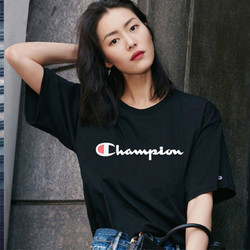 Champion 冠锦牌食品 冠军 男女同款字母logo休闲宽松圆领短袖T恤 情侣款 GT23H  美码偏大一码