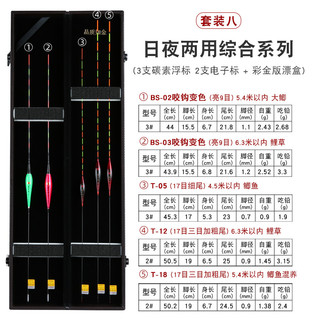 黄金眼漂盒鱼漂套装高灵敏醒目浮标加粗尾鱼漂黑坑竞技鲫鱼漂鲤鱼漂渔具钓鱼配件 黄金眼芦苇套装三 (5支漂+木漂盒) 一套 黄金眼碳素套装八(5支漂+PU皮漂盒) 一套