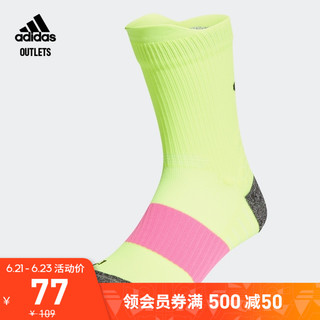 adidas 阿迪达斯 outlets阿迪达斯男女运动袜子GI7668 亮黄荧光/黑色/粉 L