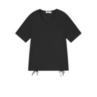 Semir 森马 女士V领短袖T恤 10-1421100076 黑色 XS