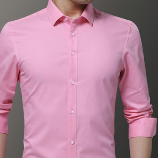 ROMON 罗蒙 男士长袖衬衫套装 5618 2件装(黑色+粉红) 5XL