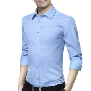 ROMON 罗蒙 男士长袖衬衫套装 5618 2件装(黑色+浅蓝) 2XL