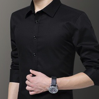 ROMON 罗蒙 男士长袖衬衫套装 5618 2件装(黑色+深蓝) 3XL