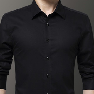 ROMON 罗蒙 男士长袖衬衫套装 5618 2件装(黑色+深蓝) 4XL