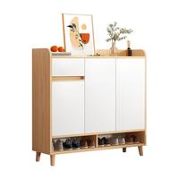 First Forest 第一森林 带门简易鞋柜 橡木色 100cm 三门一抽款