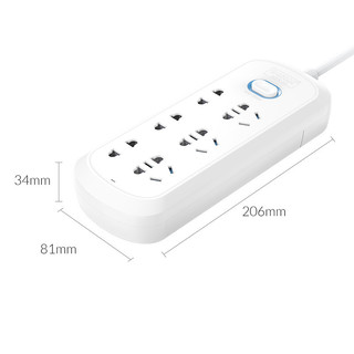 ORICO 奥睿科 NBW-6A 新国标插排 三位二孔+三位五孔 1.8m