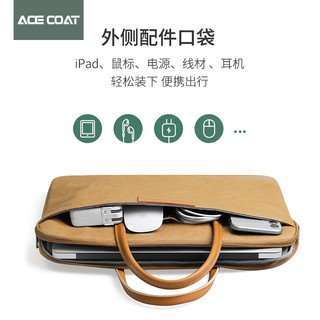 ACECOAT手提包电脑包适用苹果macbook笔记本air13寸13.3联想pro14华为14.2牛皮纸15.6保护套16mac 13~14.2英寸/纸黄色（水洗牛皮纸面料）