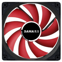 SAMA 先马 游戏风暴 黑框红叶无光静音风扇 12CM