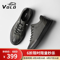 VOLO 犀牛（VOLO）男鞋休闲皮鞋男士透气平底免系带板鞋 灰色155215421D 40