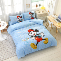 Disney 迪士尼 儿童被套单件纯棉床上用品全棉卡通被罩床单三件套