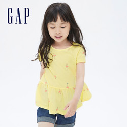 Gap 盖璞 女幼童纯棉短袖布莱纳夏季新款童装荷叶边T恤