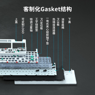 Monka 魔咖AE98机械键盘套件客制化Gasket热插拔RGB三模蓝牙无线 白色三模套件(不含轴和键帽)-95键RGB