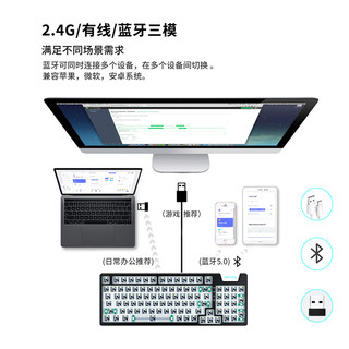 Monka 魔咖AE98机械键盘套件客制化Gasket热插拔RGB三模蓝牙无线 白色三模套件(不含轴和键帽)-95键RGB