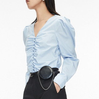 MO&Co. 摩安珂 女士长袖衬衫 MBA1TOP017 月亮蓝色 S