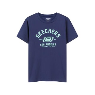 SKECHERS 斯凯奇 L220B114/007D 男童T恤 中世纪蓝 160cm