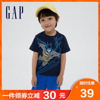 Gap男幼童蝙蝠侠纯棉短袖T恤 2022夏季童装运动上衣潮