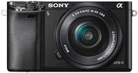 SONY 索尼 Alpha 6000可互换镜头数码相机，带有SELP16-50镜头套件-黑色（24.3MP）