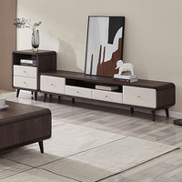 QuanU 全友 670118B 组合电视柜 主柜+附柜 炭黑深木纹