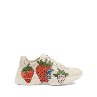 GUCCI 古驰 22年新款 女士白色Rhyton 系列女士草莓印花运动鞋 576963