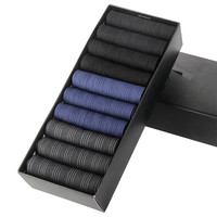 Langsha 浪莎 男士中筒袜套装 LW279 10双装(黑色*4+藏青*3+深灰*3)