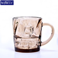 Scybe 喜碧 彩色玻璃杯水杯班吉把手杯创意杯子耐热泡花茶杯咖啡杯  暗金色250ml