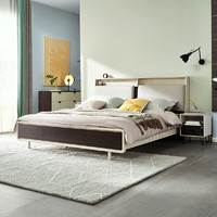 QuanU 全友 125307+105001+125307 现代简约板式床+床垫+床头柜套装