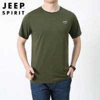  Jeep/吉普 透气舒适 男士短袖T恤  军绿色 4XL