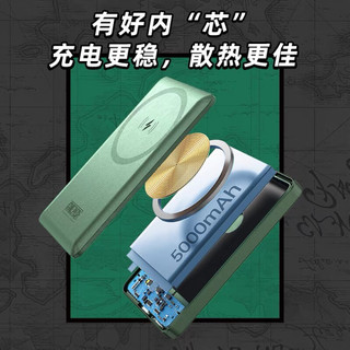安克航海王magsafe磁吸适用iPhone12无线5000毫安便携 索隆定制磁吸无线充电宝  绿色